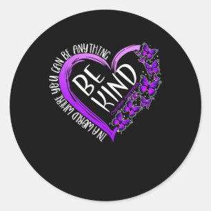 Butterfly Be Kind Purple Overdose Awareness Choose Classic Round Sticker