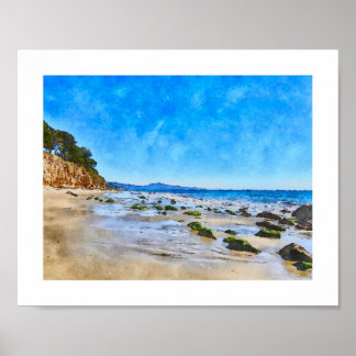 Butterfly Beach Santa Barbara Watercolor Poster