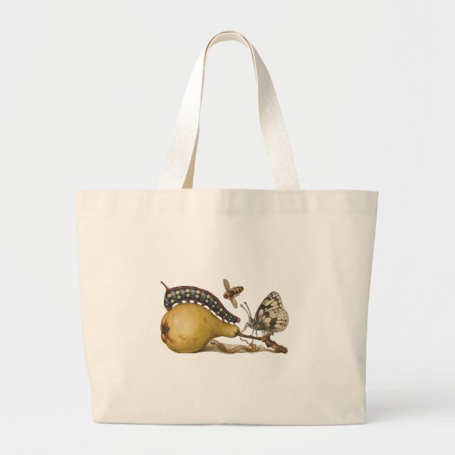 Butterfly Bee Fruit Insect Illustration Large Tote Bag (Front)