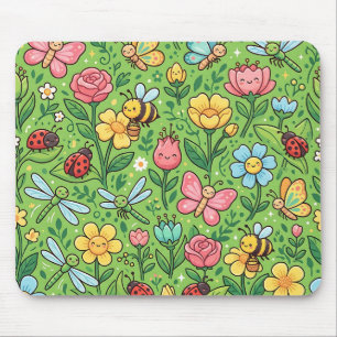Butterfly Bee Ladybug Pattern Mousepad