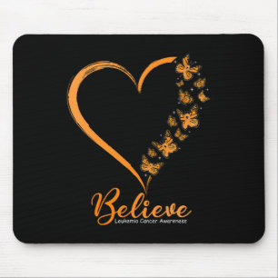 Butterfly Believe Leukaemia Awareness Orange Ribbo Mouse Pad