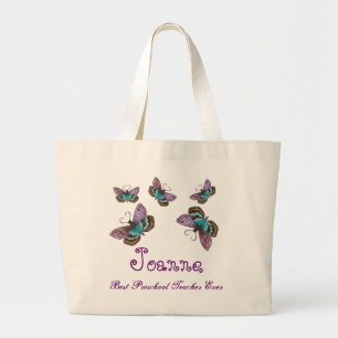 Butterfly Best Preschool Teacher Ever Gift Large Tote Bag