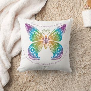 Butterfly Bible Verse New Beginning 2 Cor. 5.17 Cushion