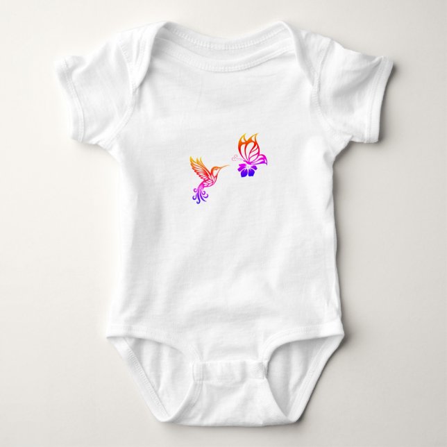 Butterfly & Bird Baby Bodysuit (Front)