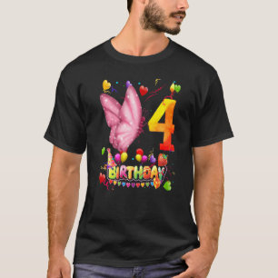 Butterfly Birthday 4 Year Old Kids 4th Butterfly B T-Shirt