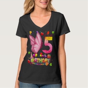 Butterfly Birthday 5 Year Old Kids 5th Butterfly B T-Shirt
