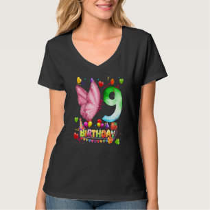 Butterfly Birthday 9 Year Old Kids 9th Butterfly B T-Shirt