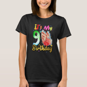 Butterfly Birthday Girl Princess 9th Birthday Butt T-Shirt