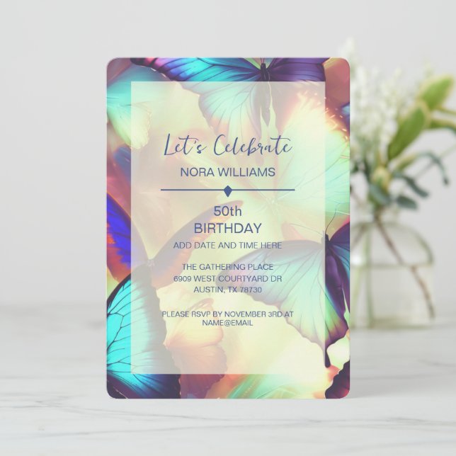 Butterfly Birthday Invitation (Standing Front)