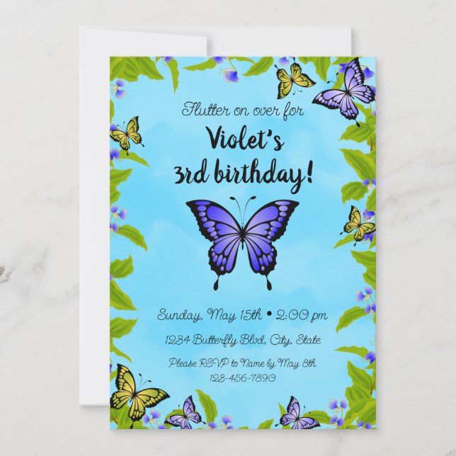 Butterfly Birthday Invitation (Front)