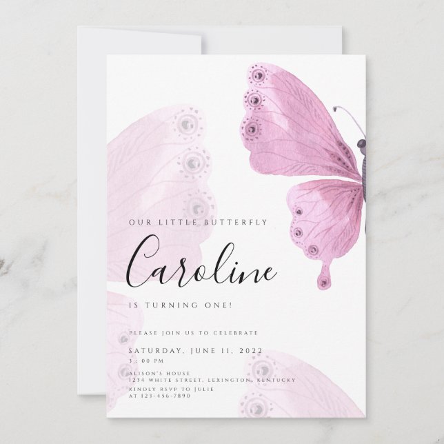 Butterfly birthday  invitation (Front)