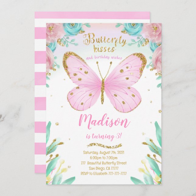 Butterfly Birthday Invitation (Front/Back)