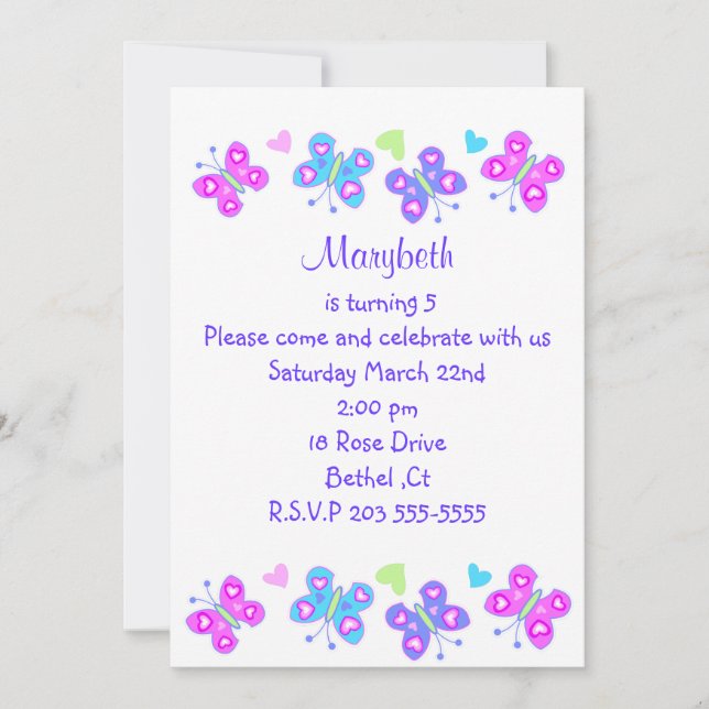 butterfly birthday invitation (Front)