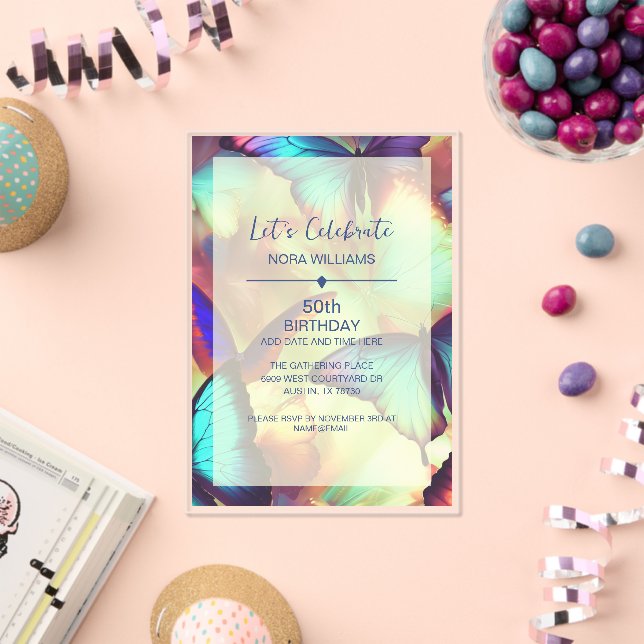 Butterfly Birthday Invitation Acrylic (Insitu (Celebration))