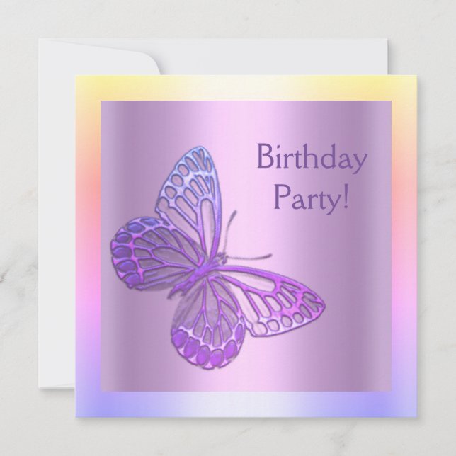 BUTTERFLY BIRTHDAY INVITATION purple new (Front)