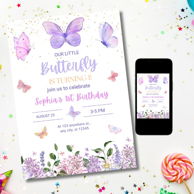 Butterfly Birthday Invitation, Wildflower Garden  Invitation (Creator Uploaded)