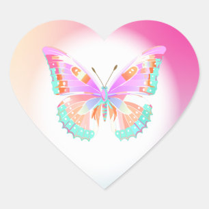 Butterfly Birthday Party Kids Colourful  Heart Sticker
