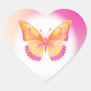Butterfly Birthday Party Kids Colourful  Heart Sticker