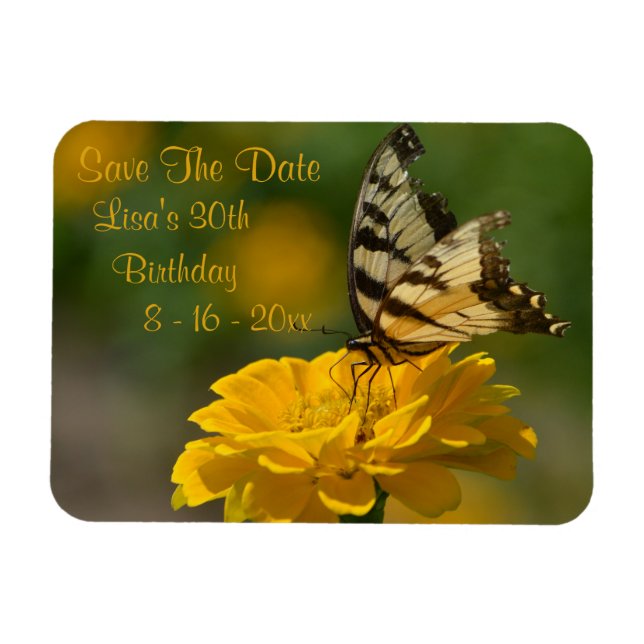Butterfly Birthday Save The Date Magnet (Horizontal)