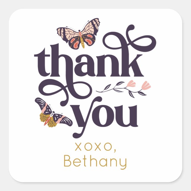 Butterfly Birthday Thank You Sticker (Front)