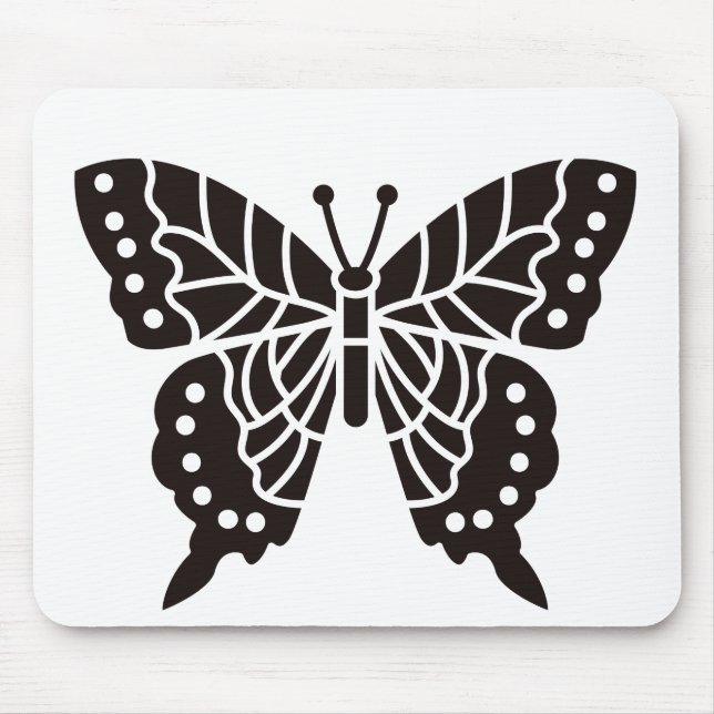 Butterfly Black and White Mouse Pad (Front)