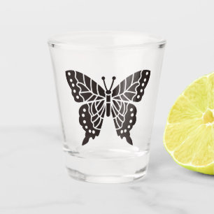 Butterfly Black and White Shot Glass