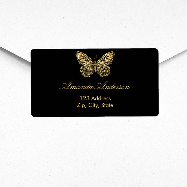 Butterfly black gold return address shipping (Creator Uploaded)