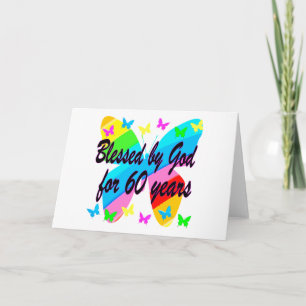 BUTTERFLY BLESSED BY GOD 60TH BIRTHDAY DESIGN CARD