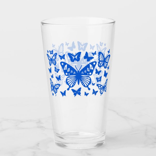 Butterfly Blessing in Blue Glass (Front)