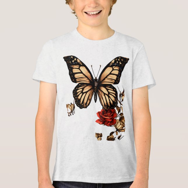 Butterfly Bliss Pastel Paradise Tri-Blend Shirt (Front)