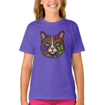 Butterfly Bloom Colourful Cat Portrait | Cute Girl