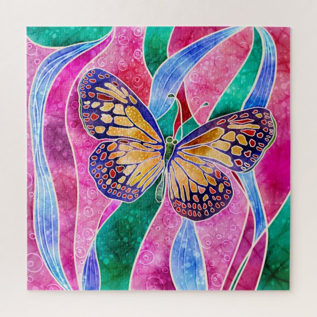 Butterfly Blooms: A Batik-Inspired Puzzle (Vertical)