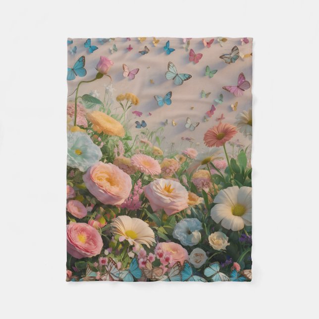 Butterfly Blooms Textiles Fleece Blanket (Front)
