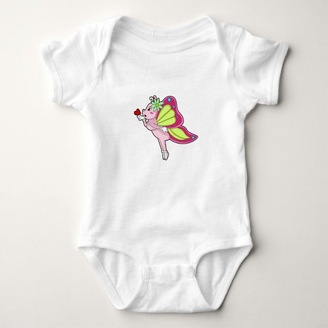 Butterfly Blossom Heart Baby Bodysuit (Front)