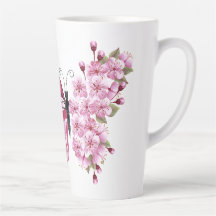 Butterfly Blossom Latte Mug with Custom Name