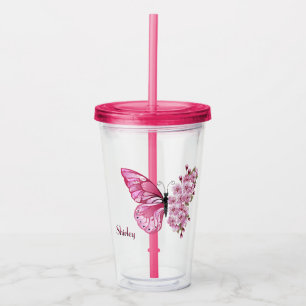 Butterfly Blossom Tumbler with Custom Name