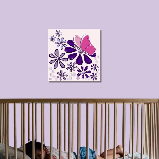Butterfly & Blossoms Doodle Pink and Purple Art Poster (Butterfly & Blossoms Doodle Pink and Purple Art Poster)