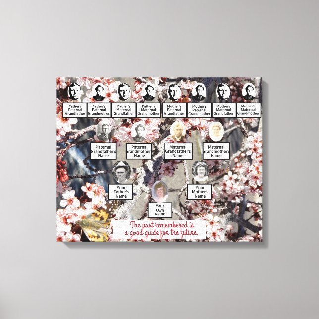 Butterfly Blossoms Photo Family Tree Canvas Art (Front)