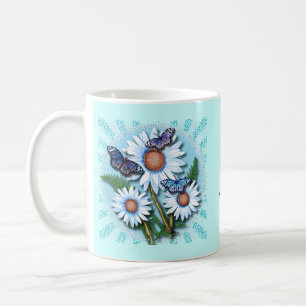 Butterfly Blue Daisies Coffee Mug