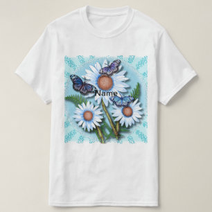 Butterfly Blue Daisies  T-Shirt