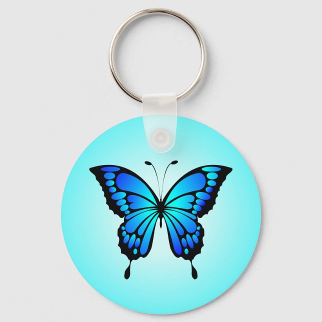 Butterfly Blue Insect Illustration-20284 Key Ring (Front)