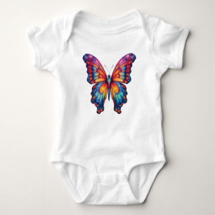 Butterfly Blue Orange Wings Baby Bodysuit