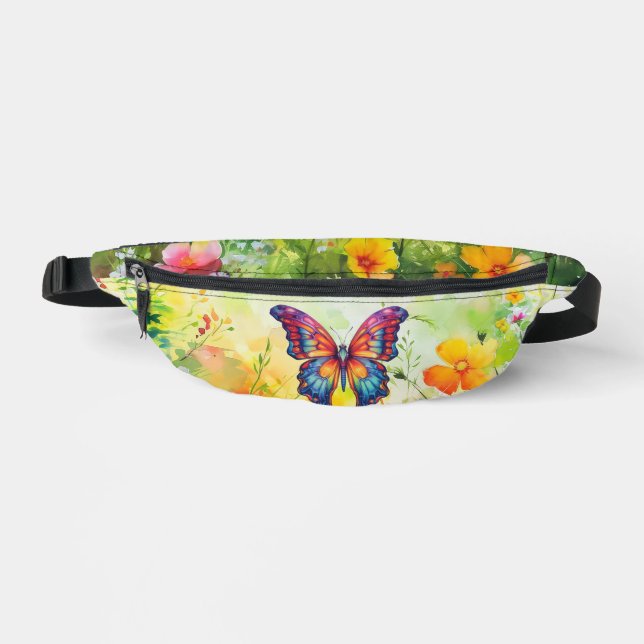 Butterfly Blue Orange Wings Bum Bags (Front)