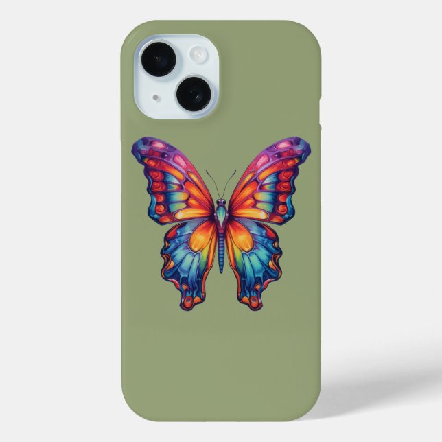 Butterfly Blue Orange Wings Case-Mate iPhone Case (Back)