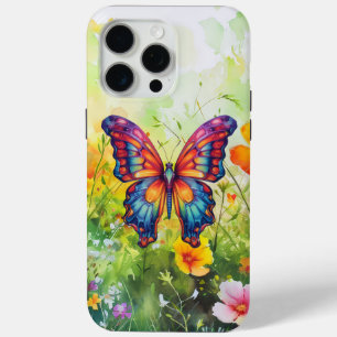 Butterfly Blue Orange Wings iPhone 15 Pro Max Case