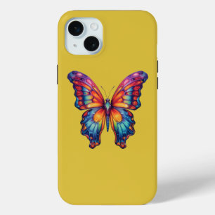 Butterfly Blue Orange Wings iPhone 15 Mini Case