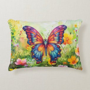Butterfly Blue Orange Wings Decorative Cushion