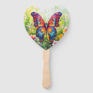 Butterfly Blue Orange Wings Hand Fan