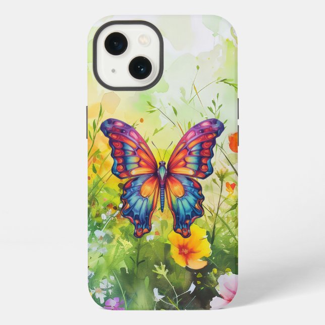 Butterfly Blue Orange Wings iPhone Case (Back)