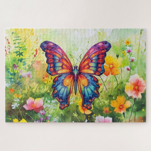 Butterfly Blue Orange Wings Jigsaw Puzzle (Horizontal)